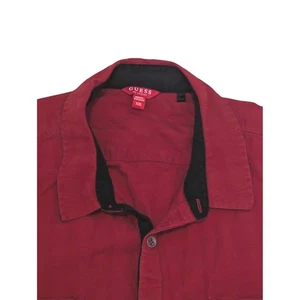 Guess Button Up Shirt Short Sleeve Casual Top Pockets Red XXL - Picture 1 of 17