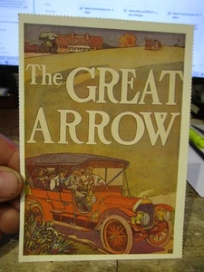 U25 alte AUTO AUTO AUTOMOBILE Postkarte großer Pfeilstecher Kunstwerk Werbung 1907 - Bild 1 von 2