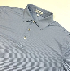 Peter Millar Summer Comfort Polo Golf Shirt Striped Blue White Men's Medium - Picture 1 of 3