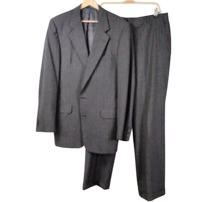 Hickey Freeman Vintage Gray Pinstripe 2 Piece Wool Suit CuffedMens 42L 36/31 - Image 1 of 4