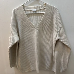 J Jill Damen XL Elfenbein Creme Baumwolle V-Ausschnitt Pullover Pulli Langarm - Bild 1 von 9