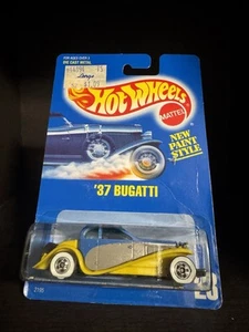 1989 Hot Wheels '37 Bugatti Blue/Grey/Yellow #23 (crease) - Picture 1 of 2