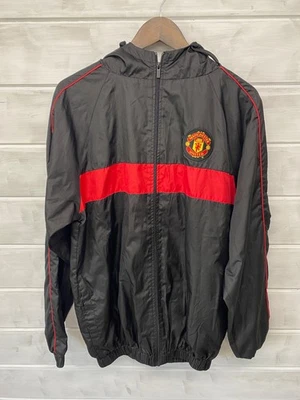 Manchester United Jacket, Mens Medium black official training coat Hooded, (C19) - Image 1 of 4