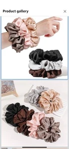 Mixed Neutral Color 8 Pack Scrunchies Hair Ties - Picture 1 of 5