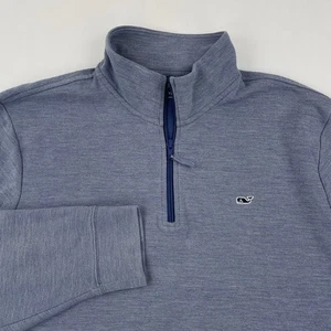Vineyard Vines Sweatshirt Herren L blau 1/4 Zip Strick Brust Wal Logo Fleece gefüttert - Bild 1 von 6