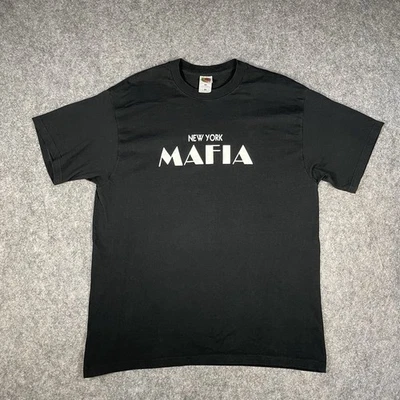 Camisa De Colección Mafia de la Ciudad de Nueva York Para Hombres XL Negra Algodón Gángster Manga Corta The Mob Foto 1 de 4