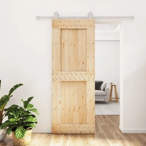 Sliding Door with Hardware Set Barn Door Interior Door Solid Wood Pine vidaXL - Picture 1 of 9