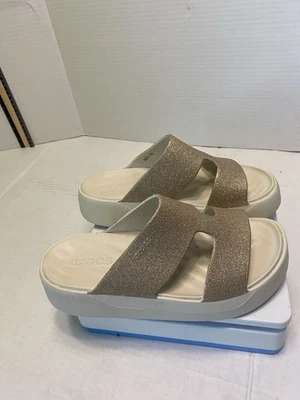 Sandálias Crocs Getaway plataforma glitter alça H 209667-160 feminina tamanho 7 estuque - Imagem 1 de 4