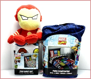 5 Piezas - Edredón MARVEL COMICS + Juego de Sábanas + 22" Peluche IRONMAN - GEMELO - Imagen 1 de 15