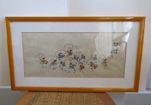 Chinese rice paper Hand Painted Children Dancing Drumming - Picture 1 of 10