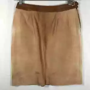 Falda Carlisle Mujer Talla 6 Bronceado Beige Marrón Cabello Becerro Cuero Recorte Lápiz - Imagen 1 de 6