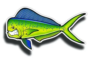 Pegatina de vinilo para pesca de peces Angry Mahi calcomanía de agua salada coche taza barco enfriador parachoques - Imagen 1 de 2