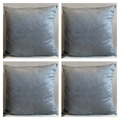 Juego de 4 Cojines Rellenos Gamuza Gris Fundas Liso Decorativo Hecho a Mano 18x18" Foto 1 de 4