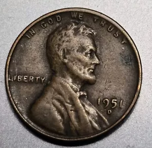 1951-D Lincoln Wheat Penny Mint Error Die Clash Or Cracked Die Brown One Cent - Picture 1 of 6