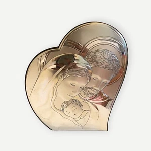 Icona Sacra famiglia in laminato d'argento a Specchio 14.5x12 cm, Valenti - Foto 1 di 10