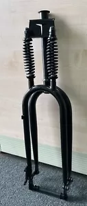 26" Beach Cruiser Dual Springer Bicycle Fat 1 1/8" Fork 26" x 4.0 Disc Black - Picture 1 of 3