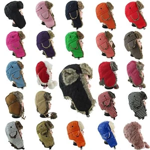 Damen und Herren Winter Mütze Fell Trapper Piloten Flieger Pels Polar Skimütze - Bild 1 von 25