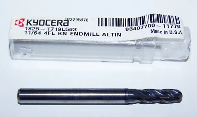 Fresadora de extremo de carburo de 11/64" (.1719") 4 extremos de bola de flauta TiAlN KYOCERA - 1825-1719L563 Foto 1 de 2