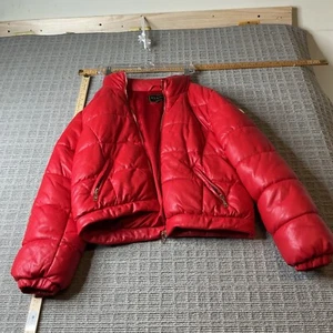 Guess Women's Red Puffer Long Sleeve Jacket Size Medium - Picture 1 of 12