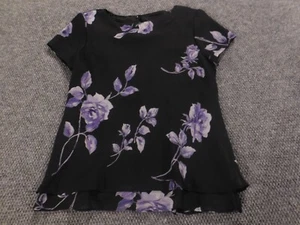 Jessica Howard Womens Blouse 6 Black floral - Picture 1 of 11