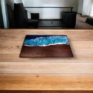 Handcrafted Ocean Wave Walnut Wood Charcuterie Board - Serving Platter - Picture 1 of 6