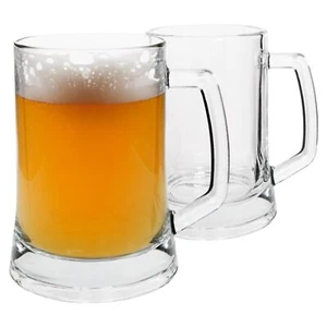2x 500ml Glass Beer Mugs Glass Bar Pub Party Pint Tankard Stein Glasses Gift Set - Picture 1 of 7