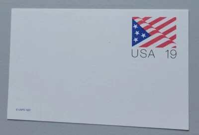 Postal Stationery. Post Card. UNUSED. UX153. US Flag. - Image 1 of 4