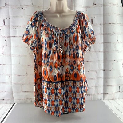 Faded Glory Orange / White Peasant Top 2XL - Image 1 of 4