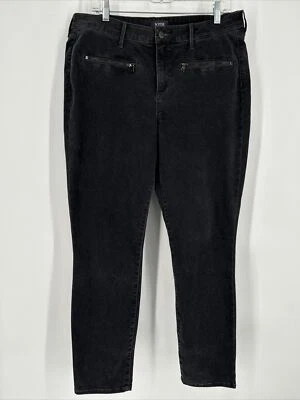 Pantalones NYDJ Negros Abdominoplastia Pantalón Cremallera Bolsillos Suave Talla 12 34x29 Frente Plano Foto 1 de 4
