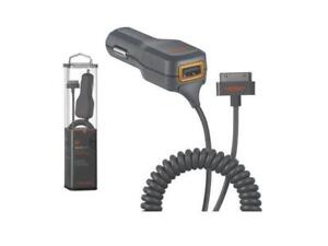 Ventev Dashport Car Charger with Apple 30-Pin Connector and Extra USB Port -Gray