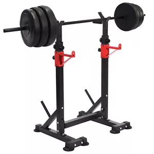 Squat Rack Bench Press Weight Exercise Barbell Stand Gym Fitness Adjustable - Picture 1 of 14