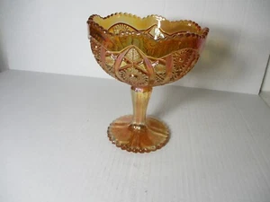 VINTAGE KAISERLICHER KARNEVAL GLAS HOBSTAR RINGELBLUME SOCKEL KOMPOTT BONBONIERE - Bild 1 von 13
