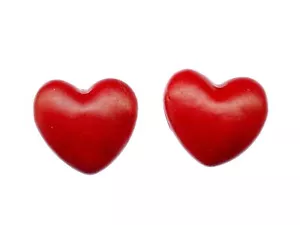 Heart Stud Earrings Mini Blings Studs Hearts Valentines Day Love Love Red Handmade - Picture 1 of 4
