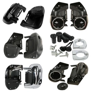 6.5" Speaker Box Pods Lower Vented Leg Fairings For Harley Touring Models 89-13 - Foto 1 di 16