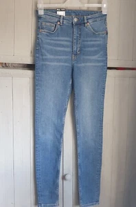 Monki High Waisted Indigo Denim Jeans Sz W 28" 10 Skinny New - Picture 1 of 6