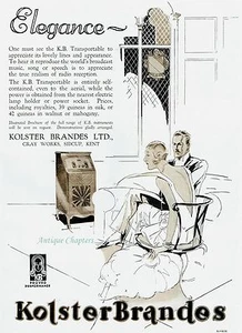 KB Radio Transportable Marcas Kolster Radio Art Deco Anuncio A910 - Imagen 1 de 3