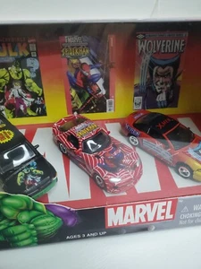 Marvel Character Cars Hulk Spiderman Wolverine 3 Pack Johnny Lightning New - Picture 1 of 13