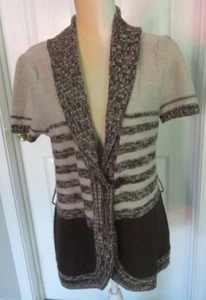 Maglione cardigan CATO marrone beige manica corta collo sciallato taglia L - Foto 1 di 3