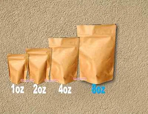 25 -4oz ~Kraft Stand Up Pouch Bags, Food Safe, Resealable Bags, Food Packaging - Picture 1 of 5