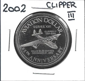 Moneda de dos dólares de aviación Clipper III 2002 65 aniversario - Imagen 1 de 2