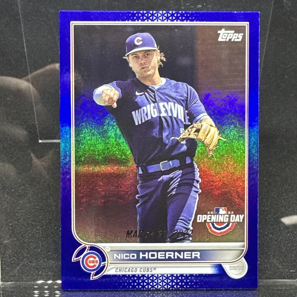 2022 Topps Opening Day Opening Day Blue Foil Nico Hoerner #147 With Print Errors - Image 1 of 3