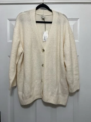 A New Day Women's Fuzzy Oversized Button Down Cardigan Jacket Cottage Size XL - Image 1 of 4