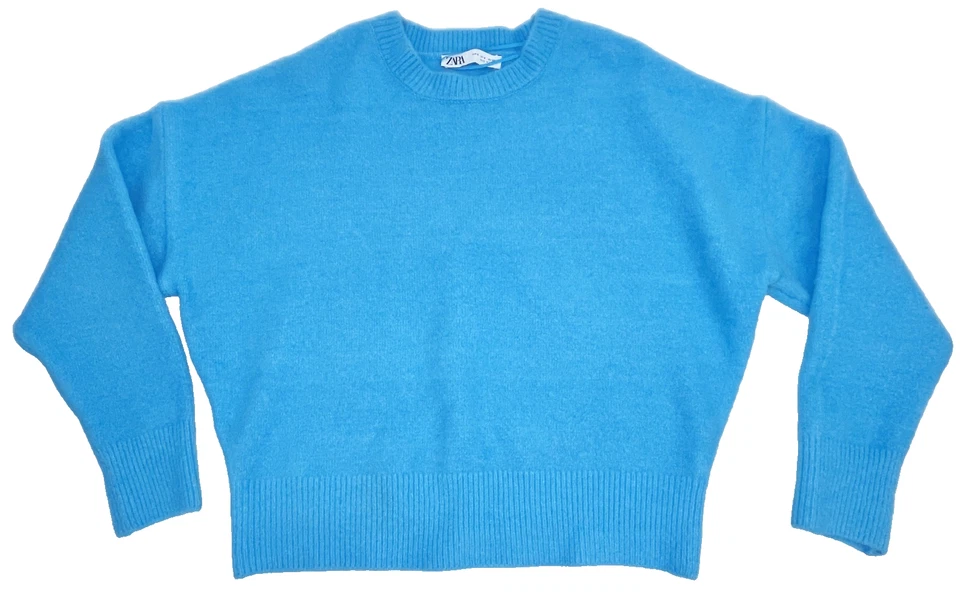 Suéter ZARA Azul Pequeño Mezcla Lana Cálido Grueso Pullover Foto 1 de 4
