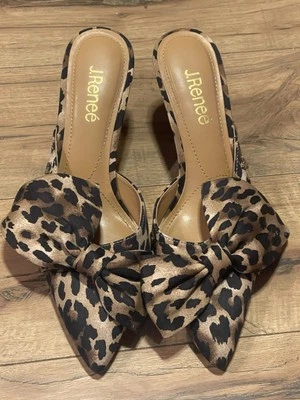 J. Renee Elonna Women's Animal Print Heels Slip On Heels Mules Size 7.5M ~ EUC - Image 1 of 4