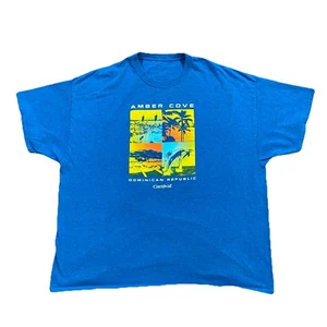 Amber Cove Dominican Republic Carnival Cruise Tee Large Blue Graphic Shirt - Picture 1 of 6