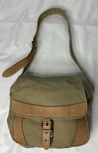 LL BEAN Vintage Canvas Messenger Flap Field Bag Leather Trim Crossbody - Bild 1 von 18