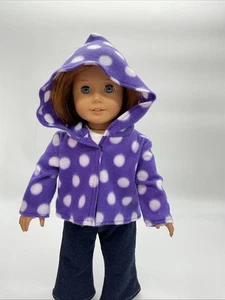 Purple Polka Dot Fleece Hoodie Jacket 18" Doll Clothes Fits American Girl dolls - Picture 1 of 3