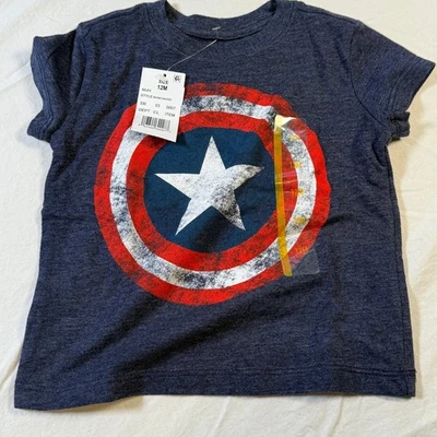 Marvel Boys T-Shirt Captain America Shield Graphic 12M Navy Blue - Image 1 of 3