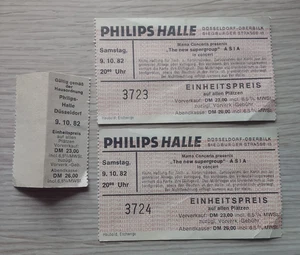 Asia Concert Tickets 9.10.1982 x2 - Imagen 1 de 1