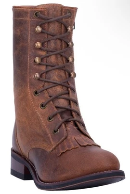 NIB Laredo Sara Rose 10 M Kiltie Roper Western Leather Riding Boot Zip Brown Tan - Image 1 of 4